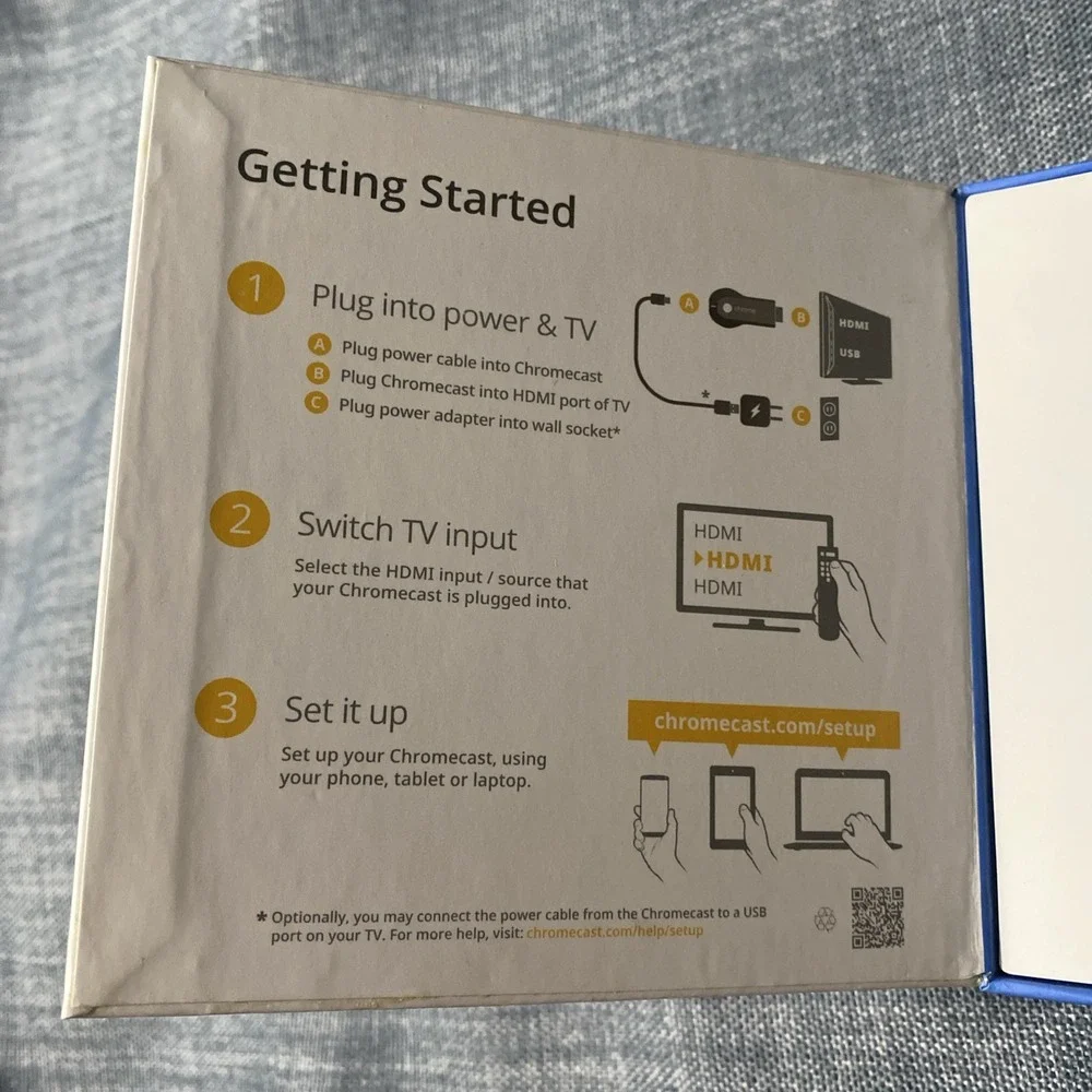 New Google H2G2-42 Chromecast 1st Gen HDMI Streamer Black Disney Amazon Netflix